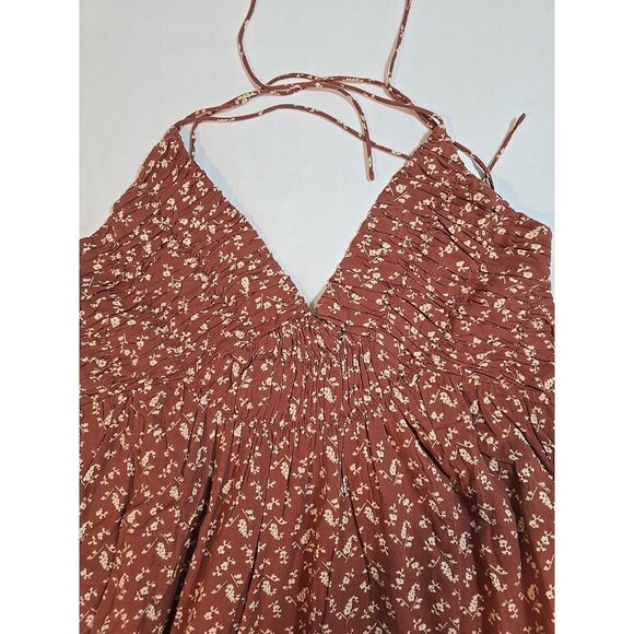 Treasure & Bond Brown Mahogany Little Paris cotton halter maxi dress size XL New - Picture 15 of 16